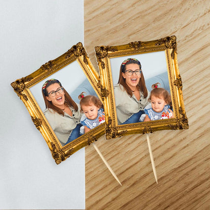 Personalised Antique Gilt Frame style Cake Toppers 12 pack