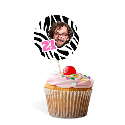 Zebra Print Birthday Photo Cake Toppers