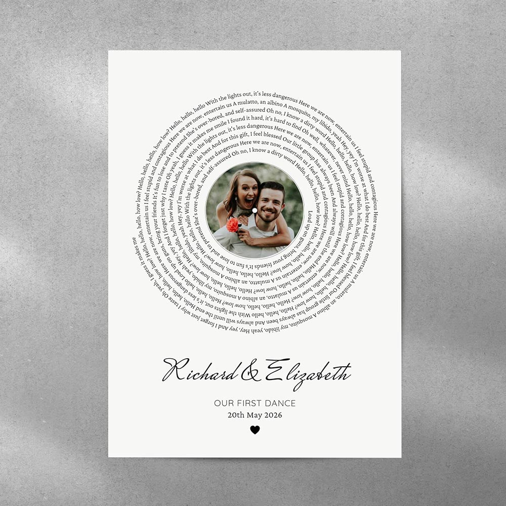 Wedding and Engagement Vinyl Record Personalised Art Print