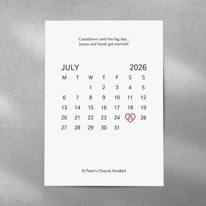 Your Wedding Date Calendar Art Print