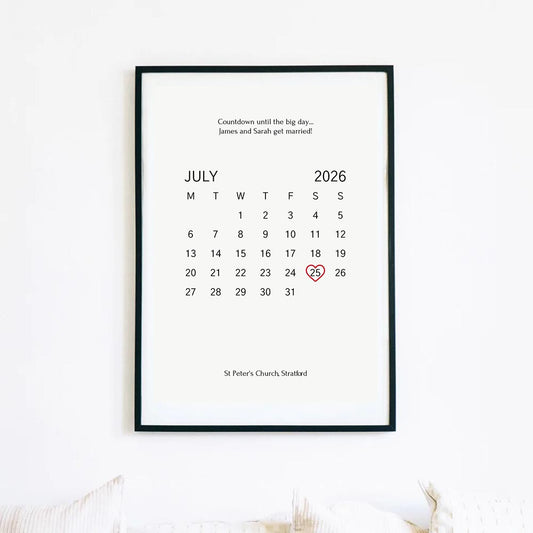 Your Wedding Date Calendar Art Print