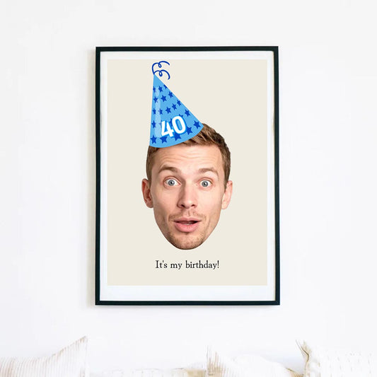 Personalised Birthday Party Hat Poster Art Print