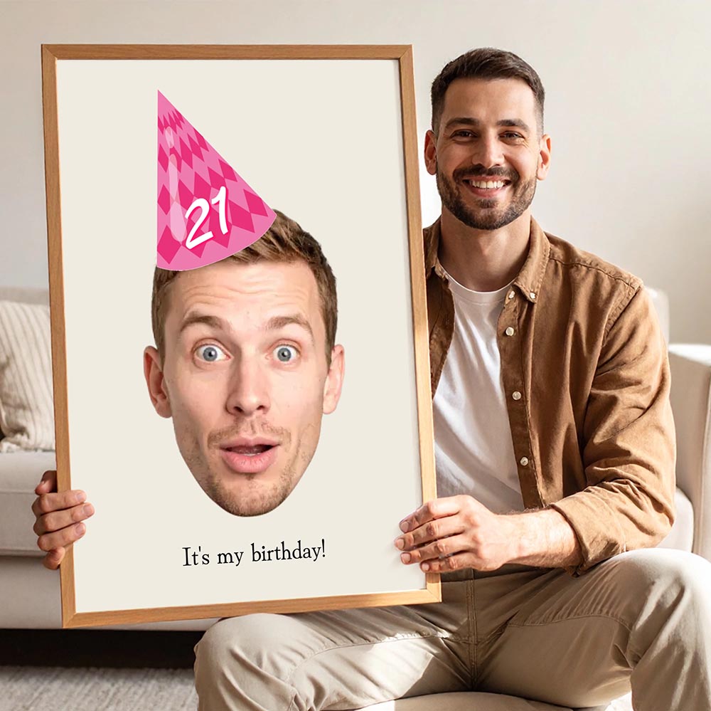 Personalised Birthday Party Hat Poster Art Print