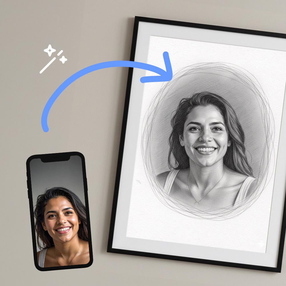 Personalised Pencil Drawing Style Poster Art Print