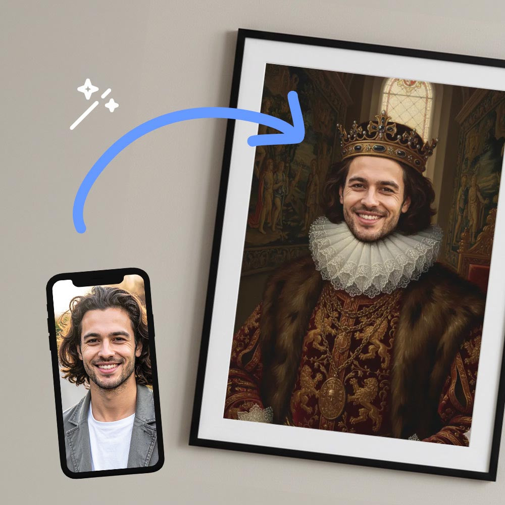 King Personalised Royal Oil Painting Portrait Style Poster Art Print