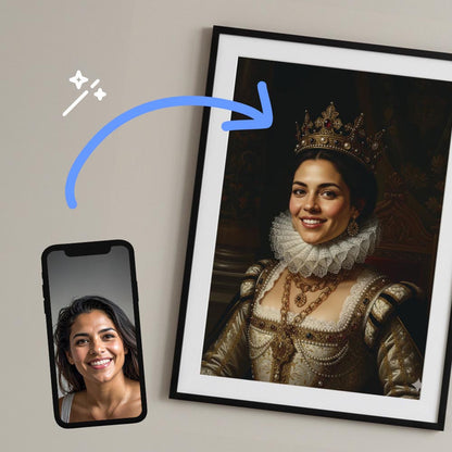 Queen Personalised Royal Oil Painting Portrait Style Poster Art Print