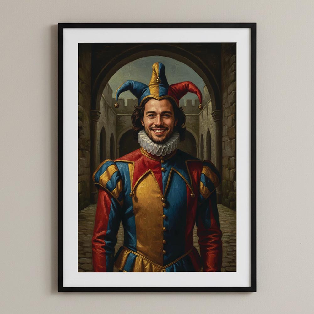 Personalised Court Jester Oil Painting Portrait Style Poster Art Print