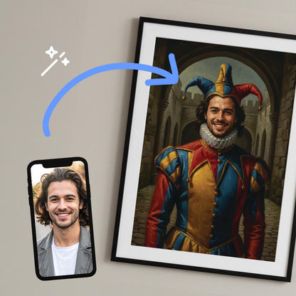Personalised Court Jester Oil Painting Portrait Style Poster Art Print