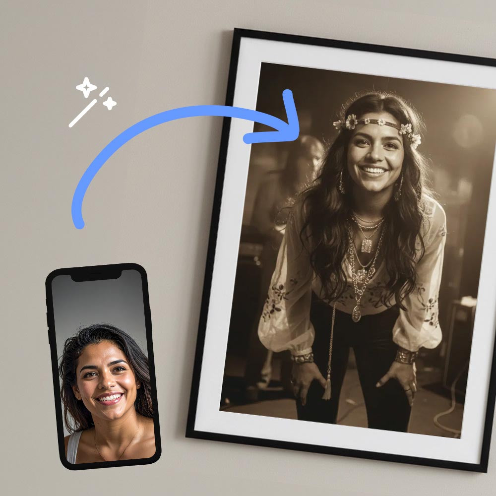 Personalised Female 1970s Icon Poster Art Print