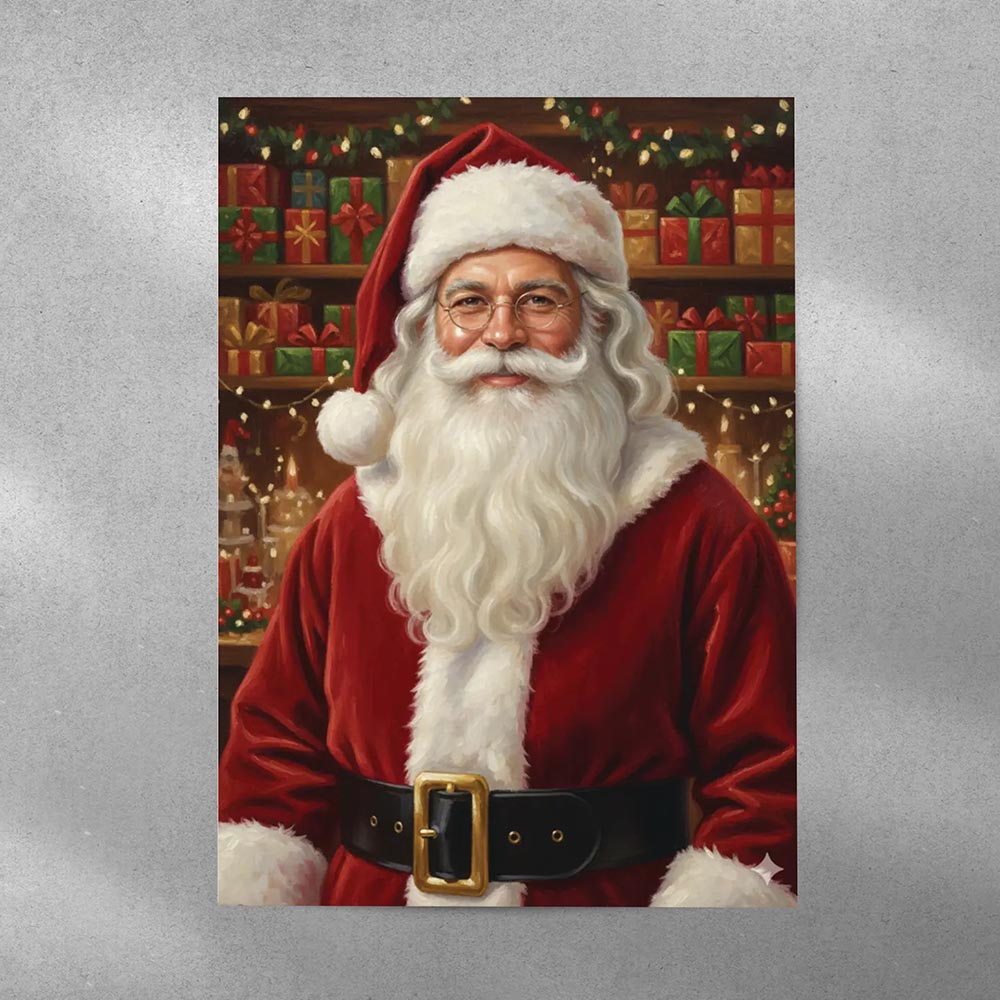 Personalised Vintage Father Christmas Portrait Poster Art Print
