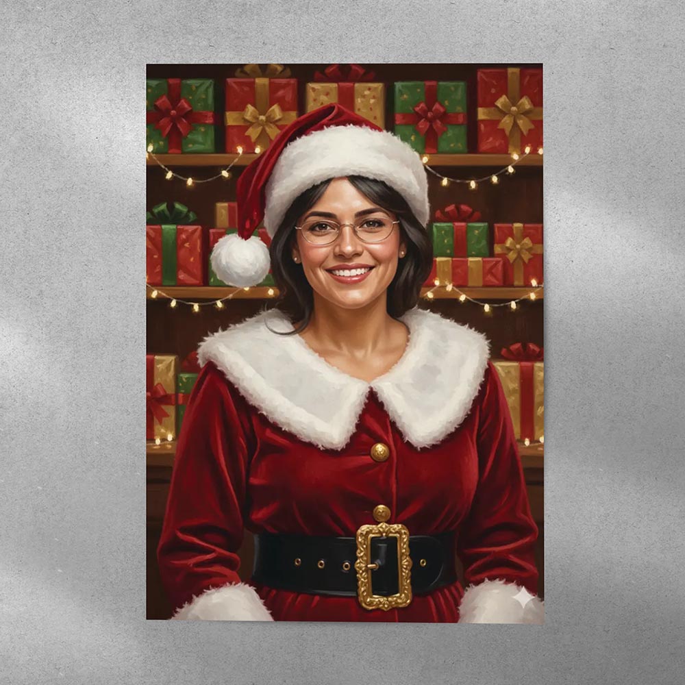 Personalised Vintage Mrs Claus Portrait Poster Art Print