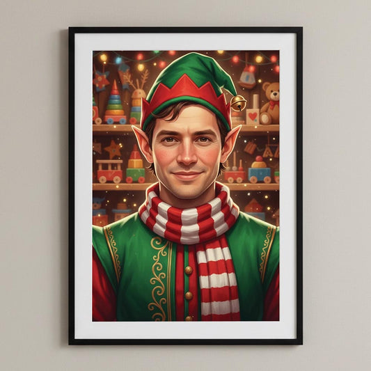 Personalised Christmas Elf Male Poster Art Print