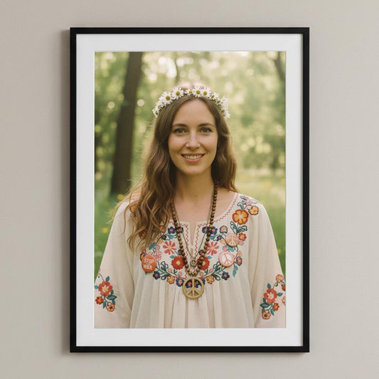 Personalised Hippie Lady Poster Art Print