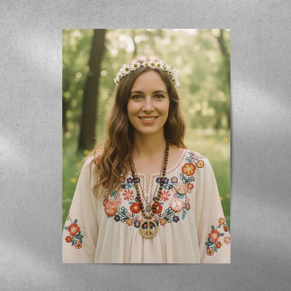 Personalised Hippie Lady Poster Art Print