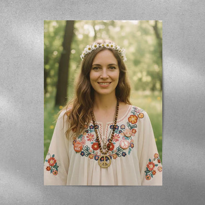 Personalised Hippie Lady Poster Art Print