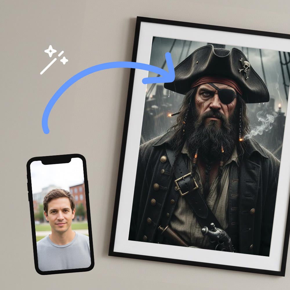 Personalised Pirate Black Beard Poster Art Print