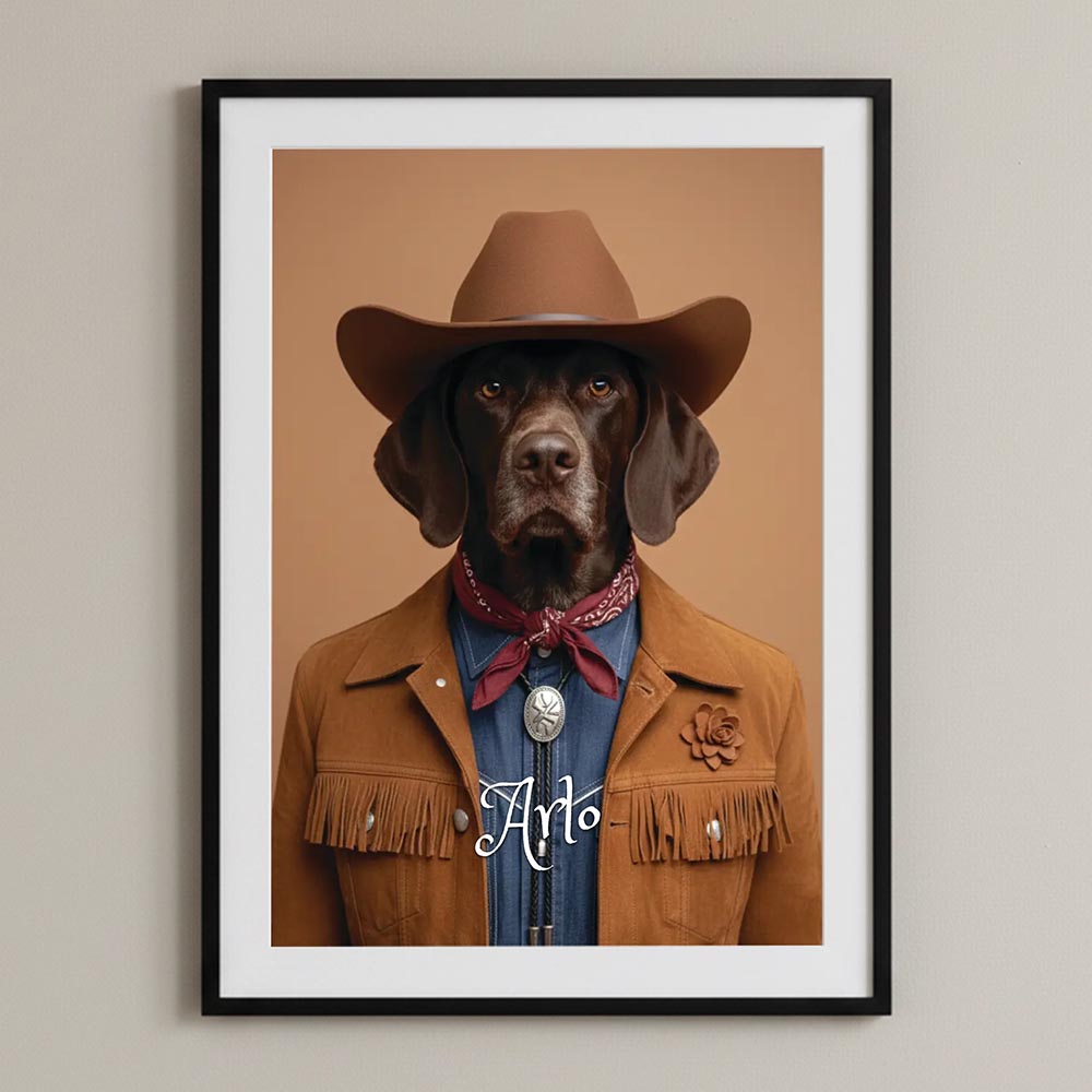 Your Pet Portrait Cowboy Style Poster Art Print