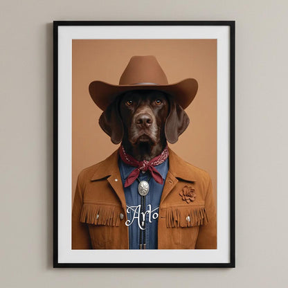 Your Pet Portrait Cowboy Style Poster Art Print