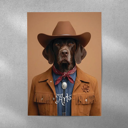 Your Pet Portrait Cowboy Style Poster Art Print