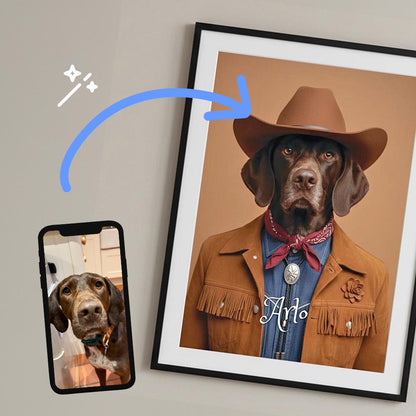 Your Pet Portrait Cowboy Style Poster Art Print
