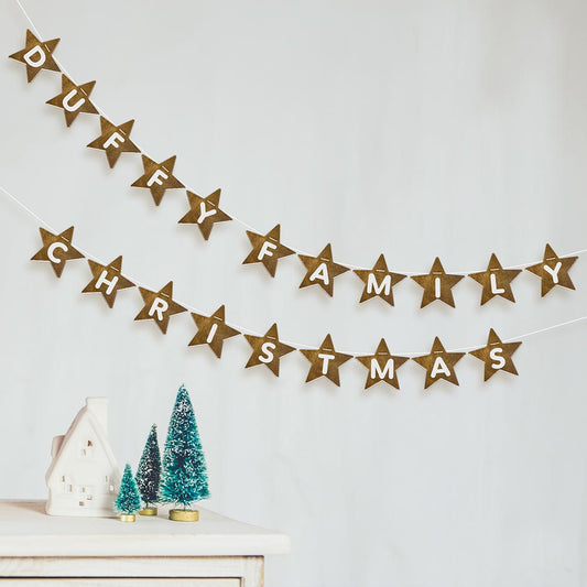 Personalised Family Name Christmas Star Bunting