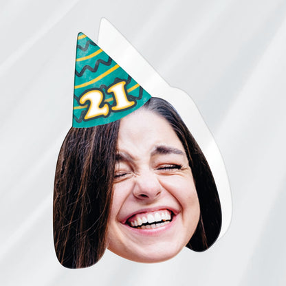 Personalised Birthday Party Hat Face Shaped Stickers