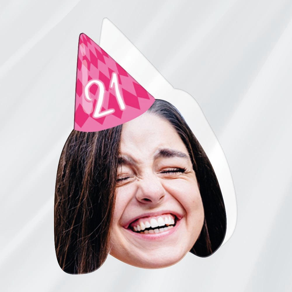 Personalised Birthday Party Hat Face Shaped Stickers