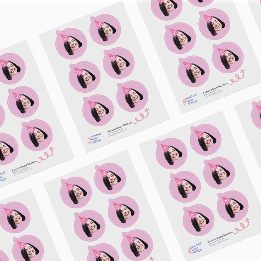 Personalised Birthday Party Hat Face Shaped Stickers