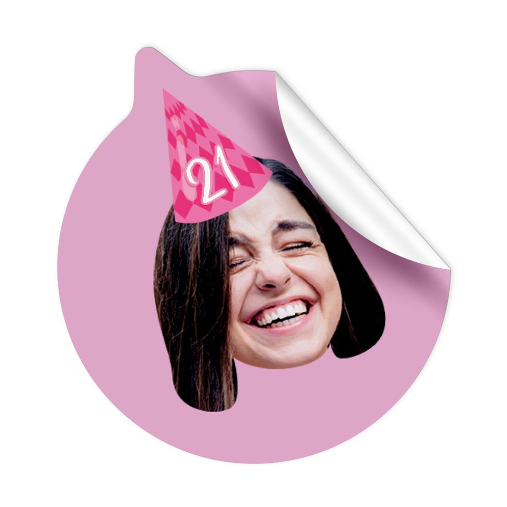 Personalised Birthday Party Hat Face Shaped Stickers