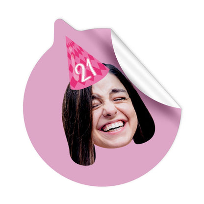 Personalised Birthday Party Hat Face Shaped Stickers