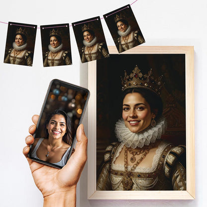 Personalised Royal Oil Painting Print and Bunting Bundle