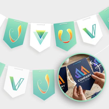 Double sided Multiple Design Logo Bunting