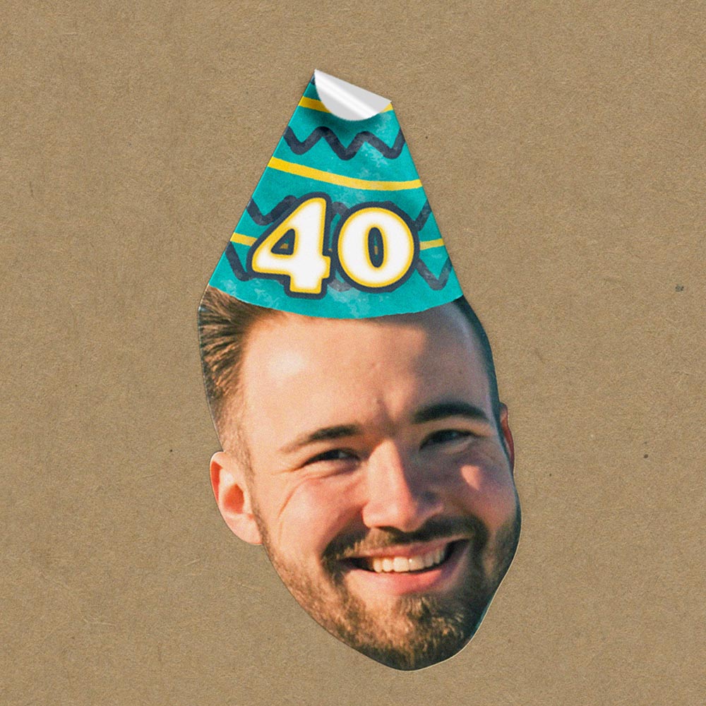 Personalised Birthday Party Hat Face Shaped Stickers