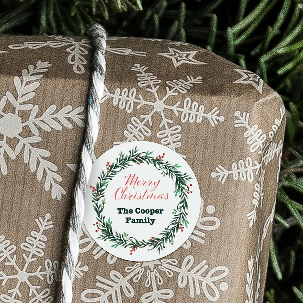 Personalised Wreath Merry Christmas from Stickers
