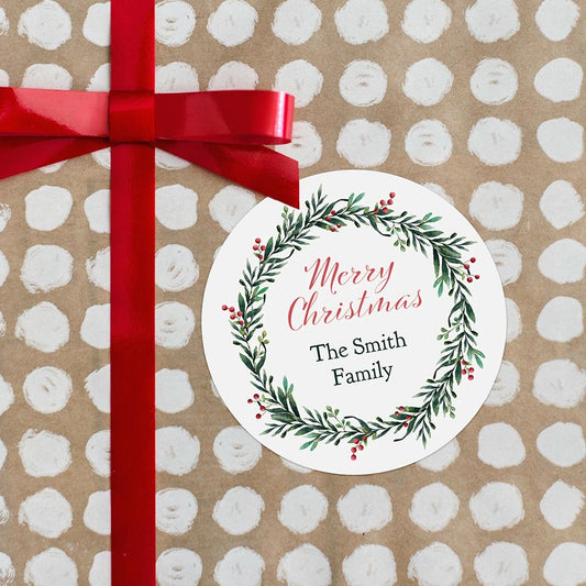 Personalised Wreath Merry Christmas from Stickers