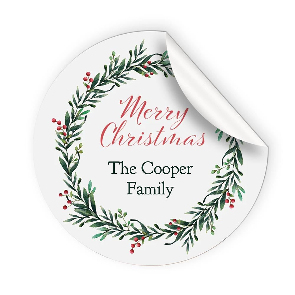 Personalised Wreath Merry Christmas from Stickers