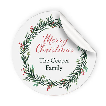 Personalised Wreath Merry Christmas from Stickers