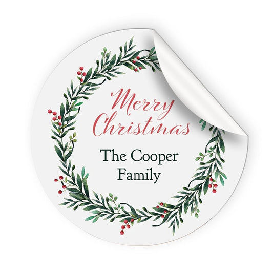 Personalised Wreath Merry Christmas from Stickers