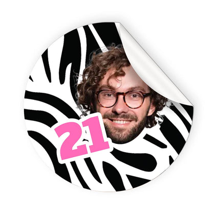 Personalised Zebra Pattern Birthday Face Stickers