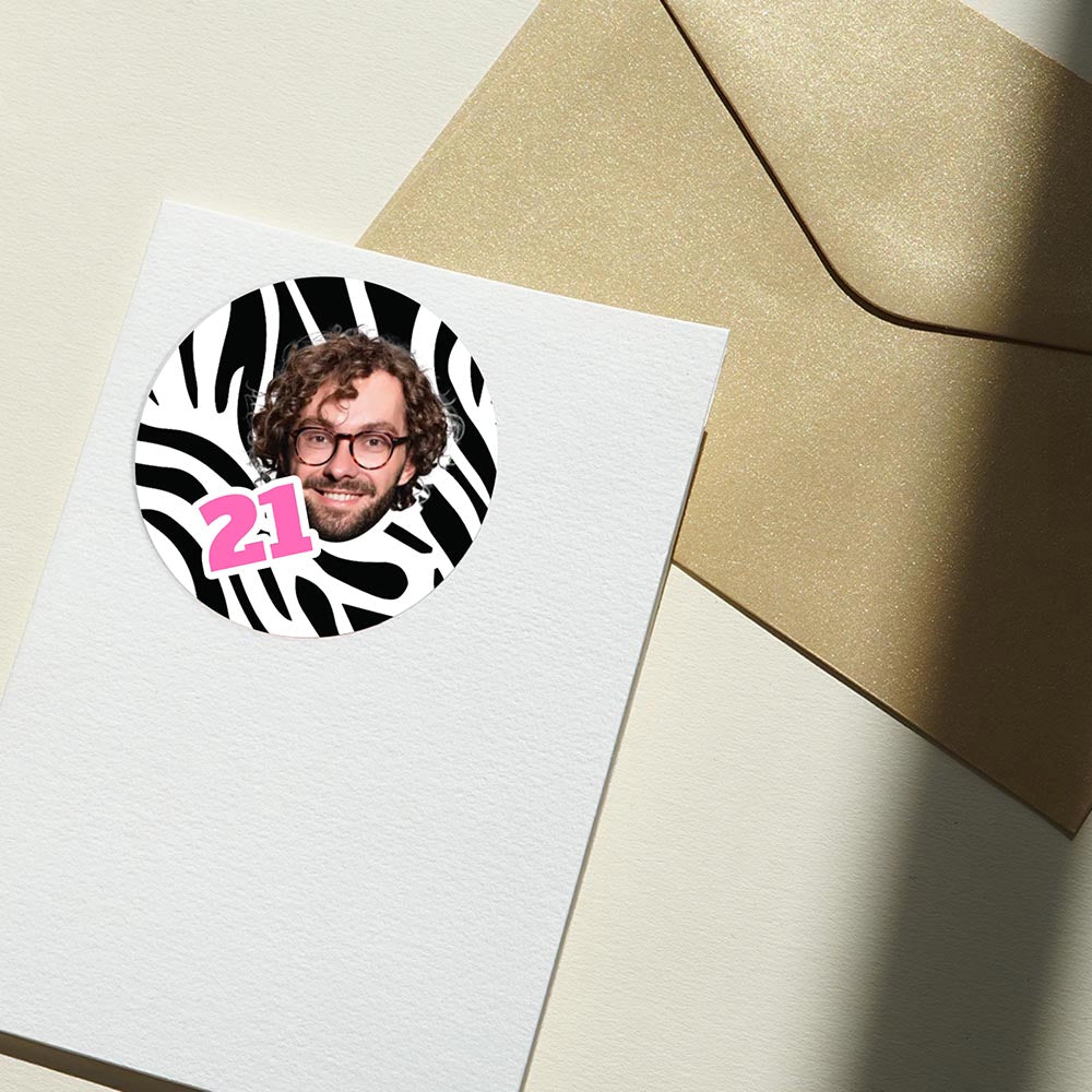 Personalised Zebra Pattern Birthday Face Stickers