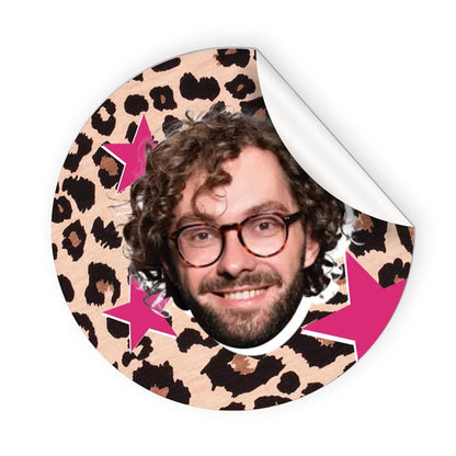 Personalised Leopard Pattern Birthday Face Stickers