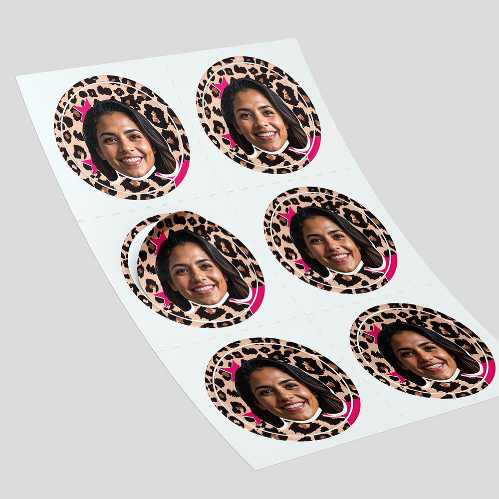Personalised Leopard Pattern Birthday Face Stickers