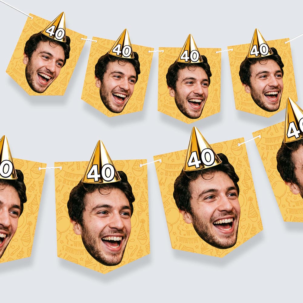 gold party hat bunting