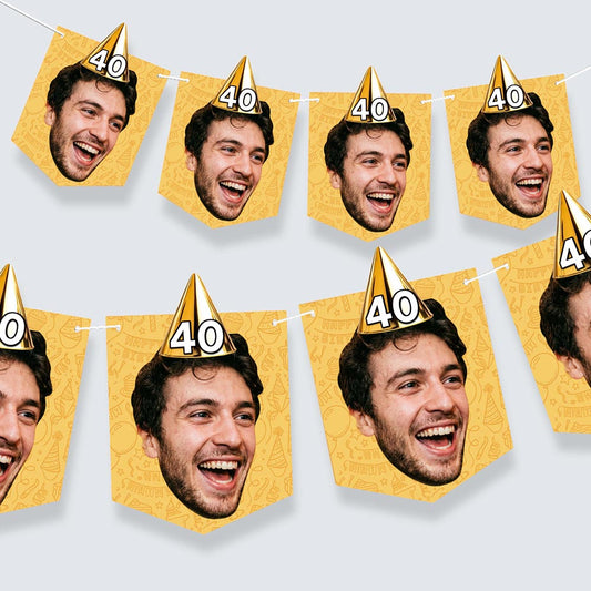 gold party hat bunting