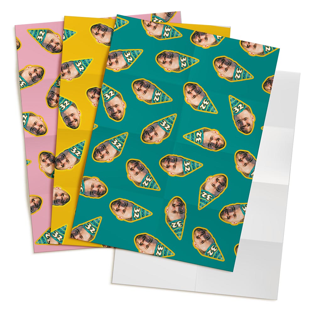 Personalised Birthday Party Hat Printed Wrapping Paper