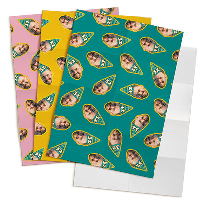 Personalised Birthday Party Hat Printed Wrapping Paper