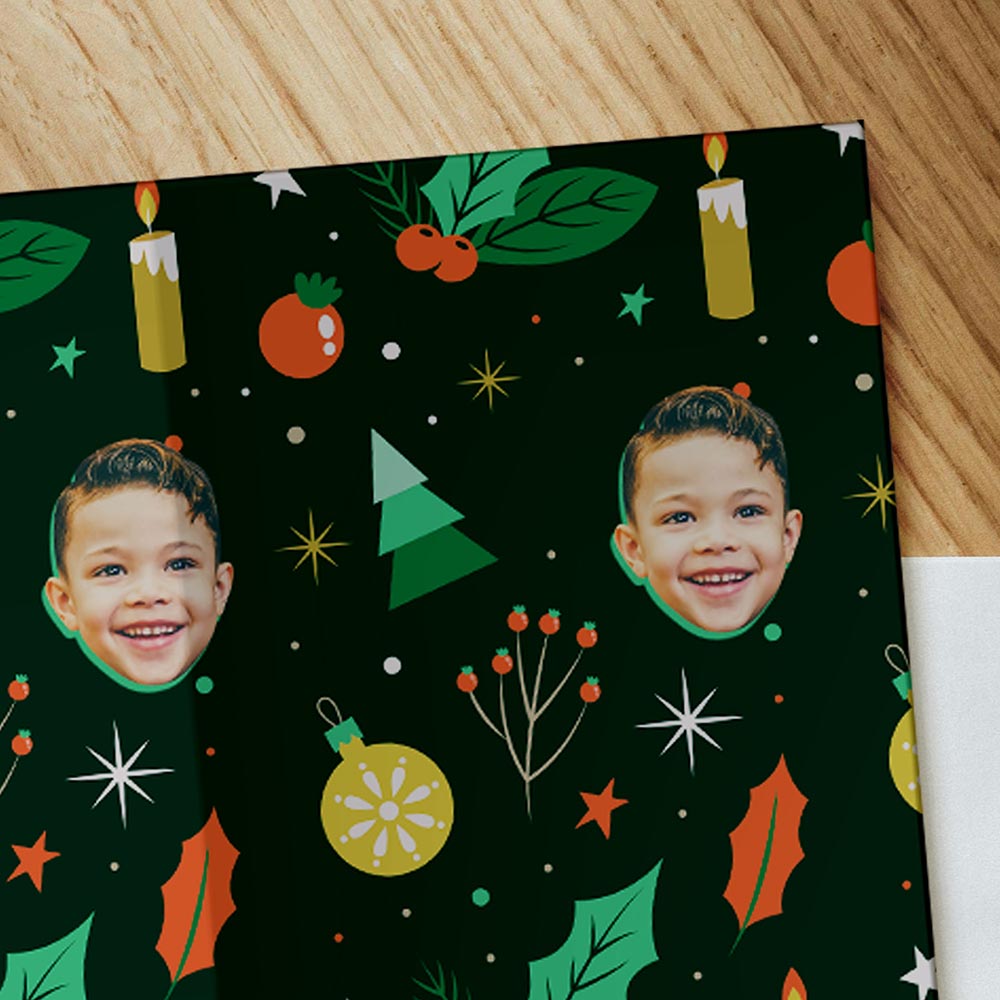 Personalised Photo Christmas Pattern Wrapping Paper