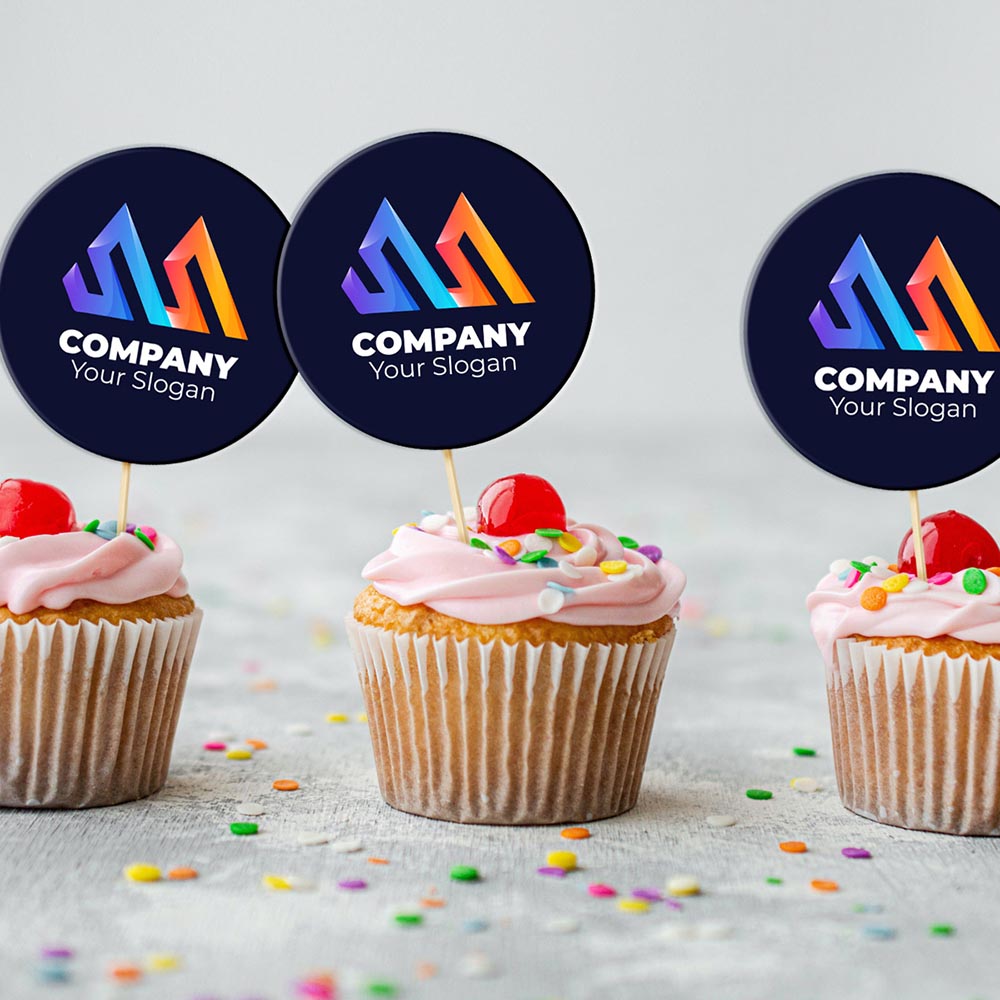 Your Logo Custom Branded Printed Cake Toppers | Printed Little Things